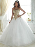 Strapless Sweetheart Applique Tiered Lace-Up Floor Length Corset Dropped Waistline Dress With Rhinestones