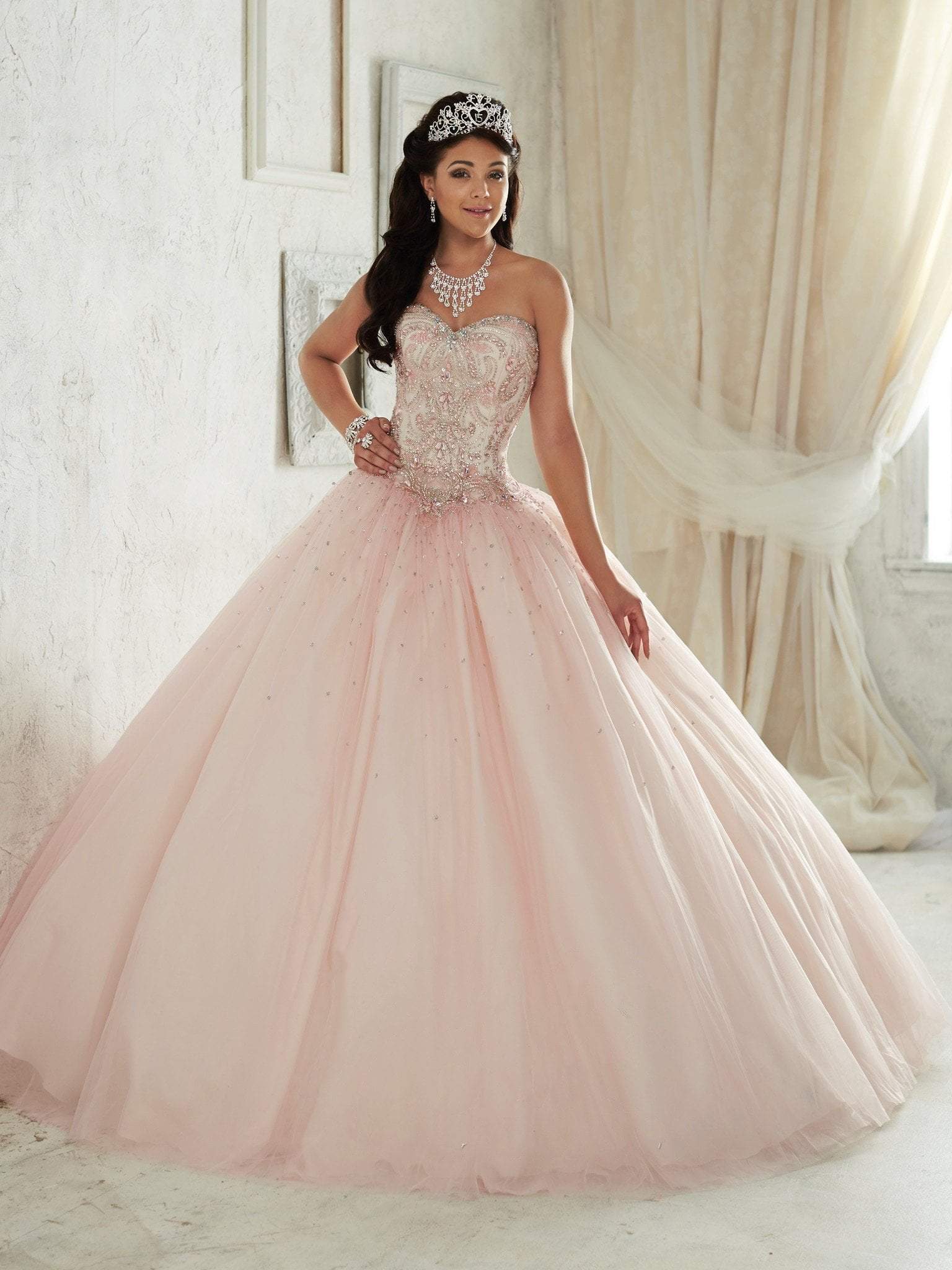 Fiesta Gowns - 56287 Beaded Strapless Sweetheart Tulle Ballgown
