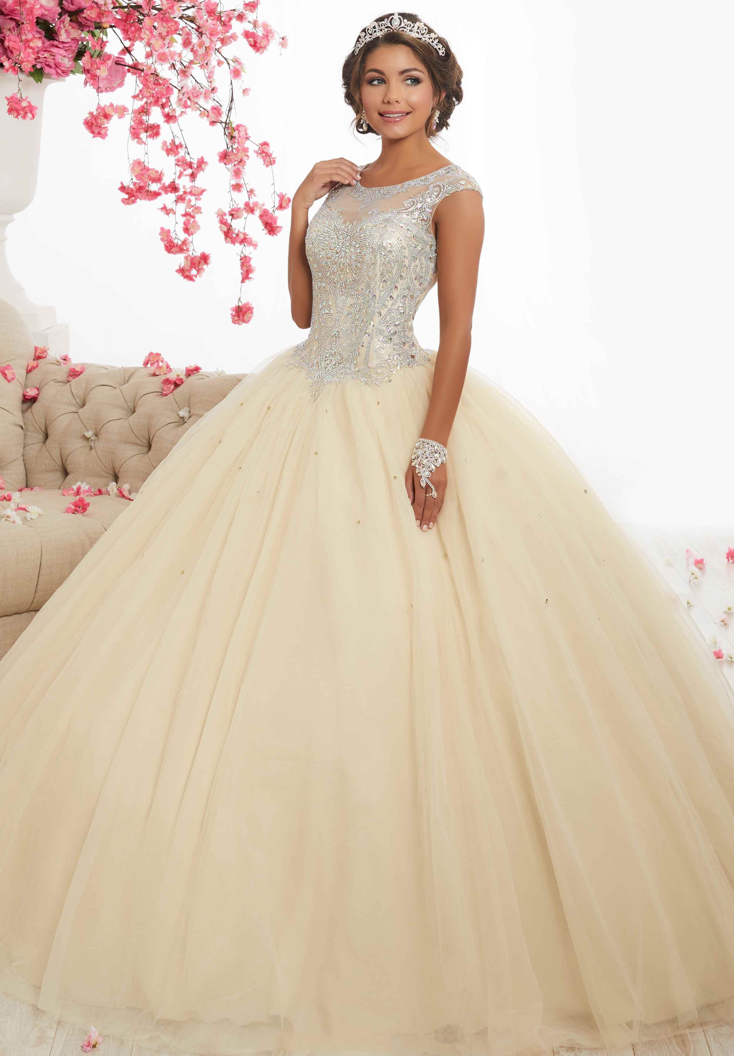 Fiesta Gowns - 56338 Beaded Jewel Neck Tulle Ballgown
