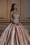 Sophisticated Pleated Beaded Basque Corset Waistline Satin Sweetheart Fall 2019 Ball Gown Quinceanera Dress