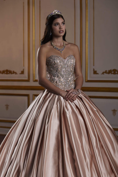 Sophisticated Pleated Beaded Satin Fall 2019 Basque Corset Waistline Sweetheart Ball Gown Quinceanera Dress