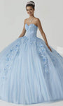 Strapless Floral Print Beaded Lace-Up Open-Back Applique Lace Floor Length Sweetheart Natural Waistline Quinceanera Dress