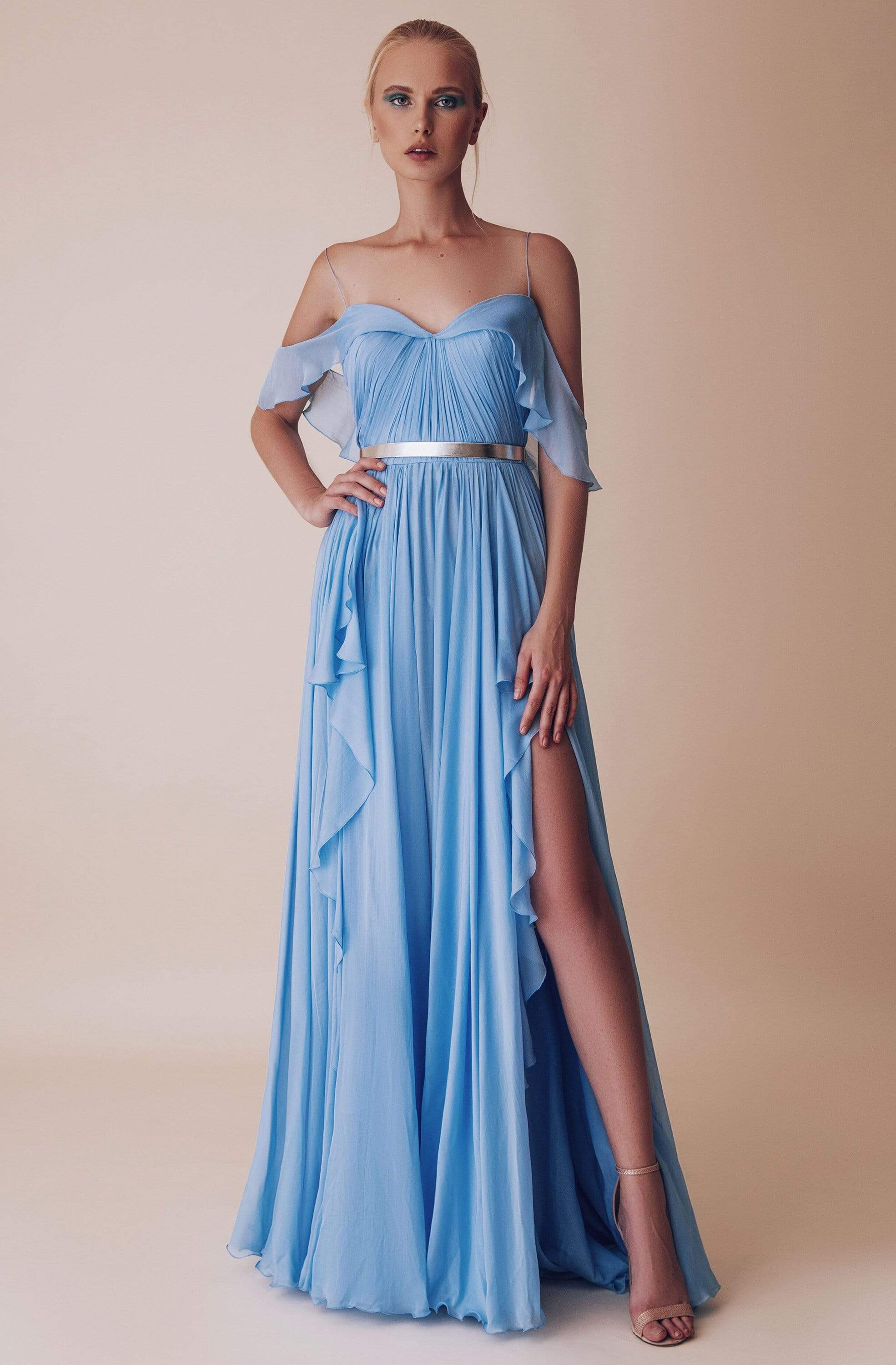 Gatti Nolli Couture - OP-4991 Sparkling Spaghetti Strap Maxi Dress
