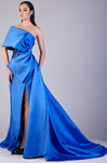 Natural Waistline Open-Back Draped Asymmetric Side Zipper Beaded Pleated Applique Fitted Wrap Slit Mermaid Dress with a Brush/Sweep Train With a Bow(s) and a Ribbon