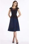 A-line Bateau Neck 2013 Two-Toned Print Above the Knee Fitted Embroidered Cap Sleeves Natural Waistline Dress