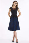 A-line Natural Waistline Bateau Neck Above the Knee Cap Sleeves Embroidered Fitted 2013 Two-Toned Print Dress