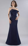 Back Zipper Fitted Beaded Straight Neck Floor Length Sheath Off the Shoulder Natural Waistline Sheath Dress/Evening Dress