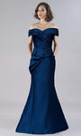 Sheath Natural Waistline Off the Shoulder Floor Length Back Zipper Peplum Sweetheart Sheath Dress/Evening Dress with a Brush/Sweep Train