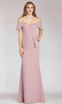 Off the Shoulder Mermaid Floor Length Short Beaded Peplum Natural Waistline Evening Dress