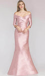Sophisticated V-neck Off the Shoulder Floor Length Above the Knee Natural Waistline Mermaid Pleated Evening Dress