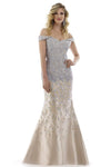 Sophisticated Off the Shoulder Lace Natural Waistline Open-Back Fitted Back Zipper Floor Length Mermaid Evening Dress