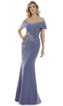Off the Shoulder Mermaid Floral Print Natural Waistline Floor Length Back Zipper Pleated Open-Back Evening Dress