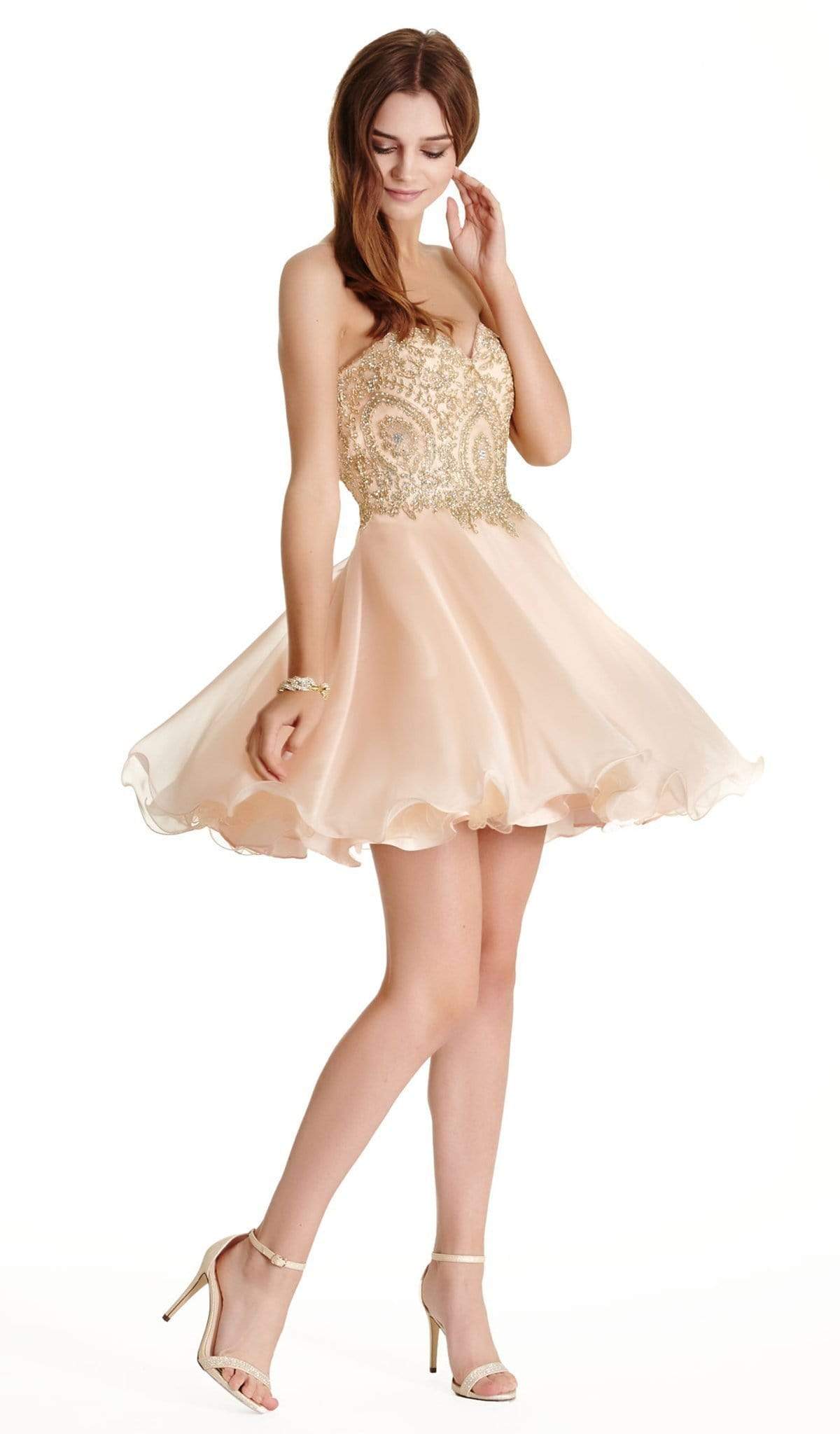Aspeed Design - Gilded Sweetheart A-line Affordable Prom Dress
