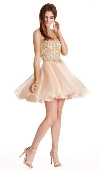 A-line Strapless Cocktail Short Sweetheart Goddess Lace-Up Natural Waistline Homecoming Dress/Prom Dress