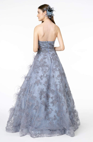GLS by Gloria - GL1834 Feather Embellished Strapless Ballgown