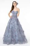 Strapless Floor Length Sweetheart Natural Waistline Sequined Pleated Applique Open-Back Back Zipper Lace Dress