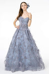 Strapless Pleated Open-Back Back Zipper Sequined Applique Lace Natural Waistline Sweetheart Floor Length Dress