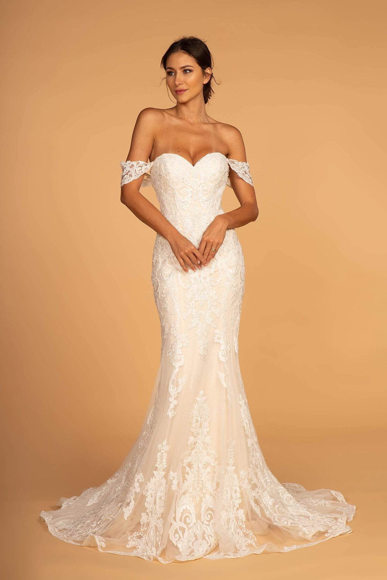 GLS by Gloria - GL2591 Lace Off-Shoulder Mermaid Gown
