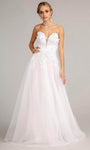 A-line Strapless Lace Back Zipper Open-Back Glittering Illusion Mesh Sweetheart Corset Natural Waistline Wedding Dress