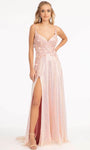 A-line Sleeveless Natural Waistline Open-Back Back Zipper Slit Sequined Sweetheart Party Dress with a Brush/Sweep Train