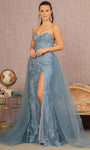Strapless Tulle Natural Waistline Sheath Sweetheart Jeweled Lace-Up Glittering Mesh Slit Sheath Dress/Evening Dress