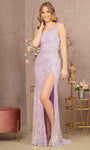 Sheath Asymmetric Mesh Back Zipper Slit Natural Waistline Sleeveless Sheath Dress/Prom Dress with a Brush/Sweep Train