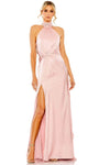 Sexy Sheath Natural Waistline Halter Floor Length Slit Back Zipper Cutout Ruched Fitted Sleeveless Sheath Dress/Prom Dress