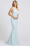 Open-Back Asymmetric Fitted Back Zipper Natural Waistline Mermaid Prom Dress with a Brush/Sweep Train