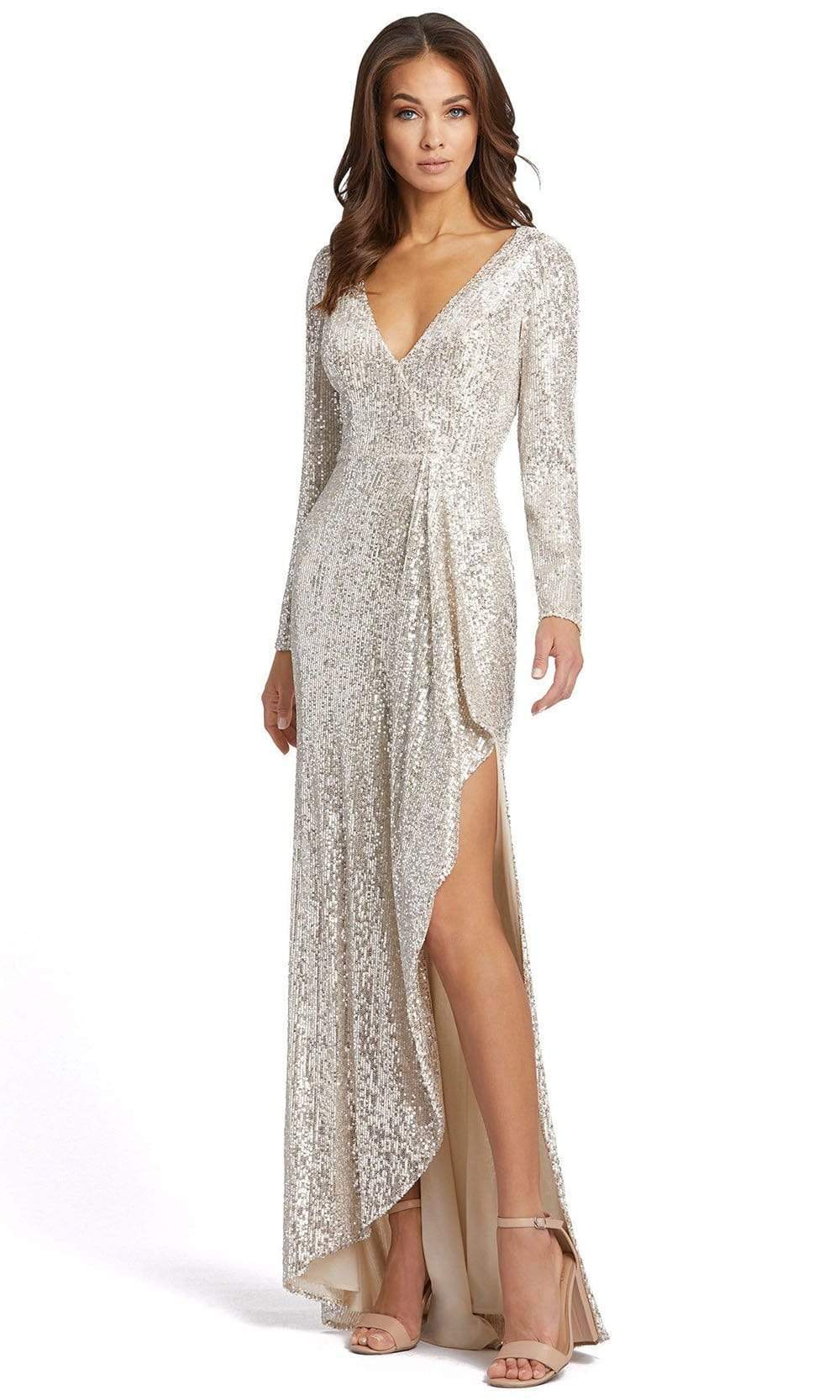 Ieena Duggal - 26395 V-Neck Long Sleeve Full Sequin Evening Gown
