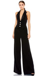 Back Zipper Open-Back Floor Length Natural Waistline Collared Halter Jumpsuit