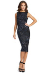 Bateau Neck Cowl Neck Plunging Neck Above the Knee Sleeveless Natural Waistline Sheath Open-Back Slit Draped Sequined Sheath Dress/Evening Dress/Party Dress