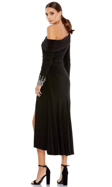 Ieena Duggal - 26485 Jeweled Long Sleeve One Shoulder Dress