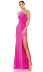 Natural Waistline One Shoulder Floor Length Sheath Asymmetric Slit Open-Back Fitted Cowl Neck Sheath Dress/Prom Dress