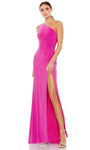 One Shoulder Sheath Cowl Neck Natural Waistline Floor Length Slit Open-Back Asymmetric Fitted Sheath Dress/Prom Dress