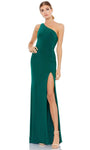 Natural Waistline Sheath Cowl Neck Asymmetric Slit Open-Back Fitted One Shoulder Floor Length Sheath Dress/Prom Dress