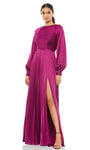 A-line Jeweled Neck Back Zipper Pleated Jeweled Floor Length Natural Waistline Evening Dress