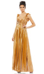 Tall A-line V-neck Sleeveless Natural Waistline Back Zipper Pleated Faux Wrap Prom Dress/Party Dress With Ruffles