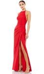 Sexy Sheath Spaghetti Strap Open-Back Fitted Slit Sequined Back Zipper Natural Waistline Halter High-Neck Sheath Dress/Evening Dress with a Brush/Sweep Train