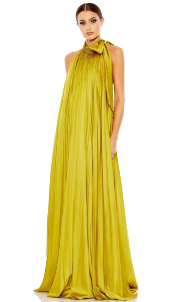 A-line Spring Natural Waistline Pleated Open-Back Back Zipper Sleeveless Halter Prom Dress/Party Dress