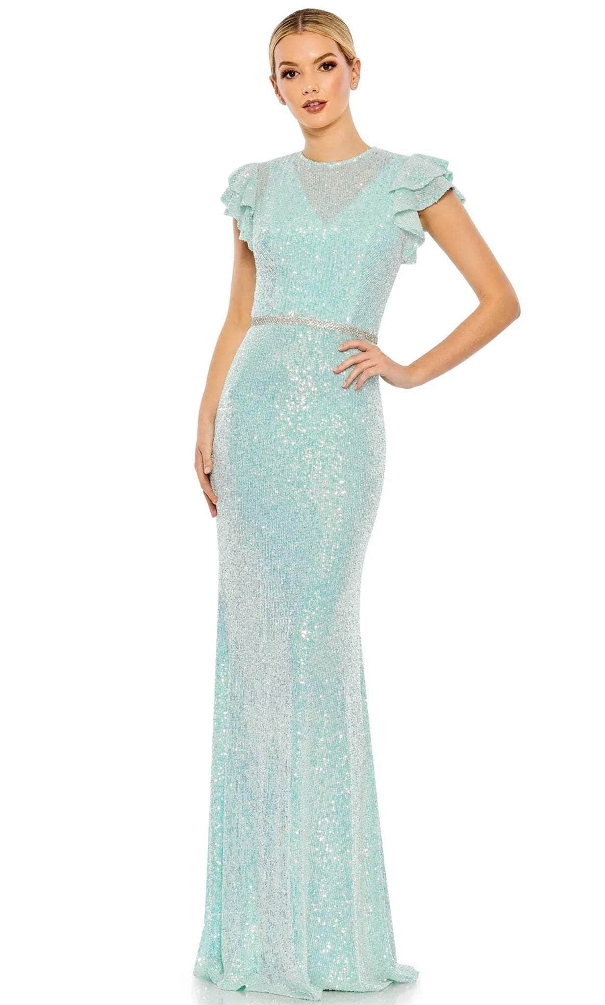 Ieena Duggal 26942 - Illusion High Neck Sequined Gown
