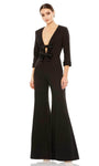 Sophisticated V-neck Plunging Neck Natural Waistline Back Zipper Jumpsuit With a Bow(s)