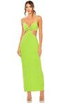 V-neck Natural Waistline Sheath Cutout Slit Ankle Length Crepe Sleeveless Spaghetti Strap Sheath Dress