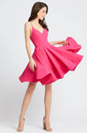 A-line V-neck Sleeveless Spaghetti Strap Fit-and-Flare Fitted Open-Back V Back Pleated Pocketed Back Zipper Cocktail Above the Knee Natural Waistline Full-Skirt Homecoming Dress/Party Dress