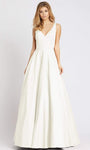 Modest A-line V-neck Pocketed Back Zipper V Back Natural Princess Seams Waistline Sleeveless Floor Length Prom Dress