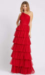 A-line Shirred Back Zipper Wrap Tiered Ruched Open-Back Floor Length One Shoulder Natural Tie Waist Waistline Prom Dress