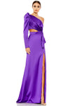 Tall Natural Waistline Mermaid Satin Slit Cutout Asymmetric Puff Sleeves Sleeves Dress