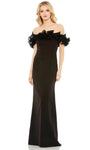 Ruffle Trim Floor Length Natural Waistline Open-Back Slit Sheath Cap Sleeves Off the Shoulder Sheath Dress/Evening Dress with a Brush/Sweep Train