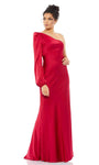 Asymmetric Sheath Satin One Shoulder Empire Waistline Sheath Dress with a Brush/Sweep Train