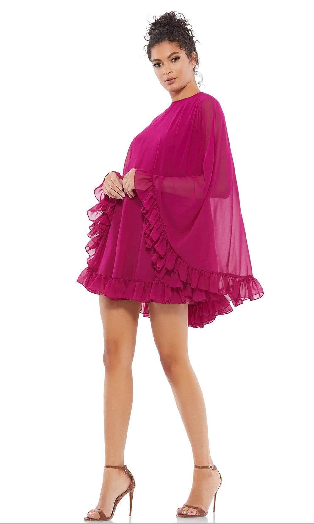 Ieena Duggal - 55407I Jewel Sheer Cape Dress
