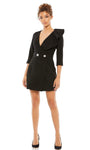 V-neck Sheath Natural Waistline Back Zipper Jeweled Draped Short Sheath Dress With Ruffles